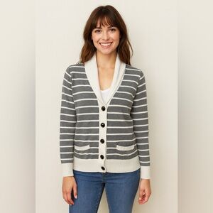 Tommy Hilfiger Charcoal and Cream Striped Cardigan